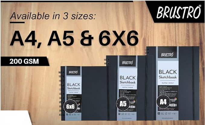 BRUSTRO BLACK SKETCH BOOK-6X6