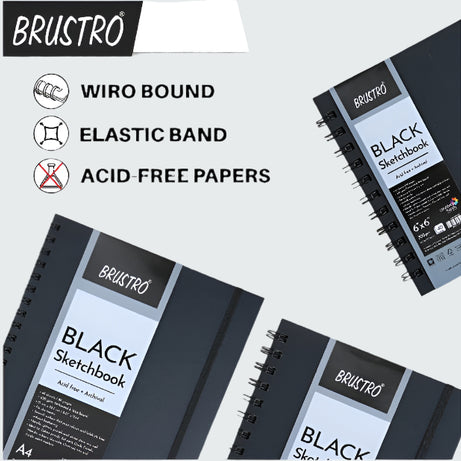 BRUSTRO BLACK SKETCH BOOK-6X6