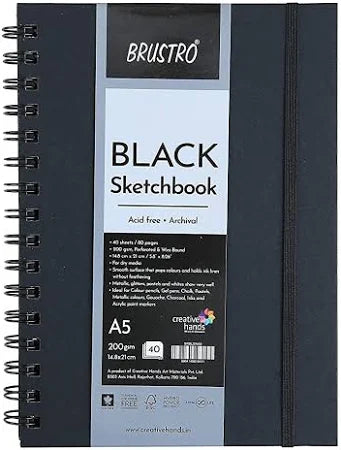 BRUSTRO BLACK SKETCH BOOK A5