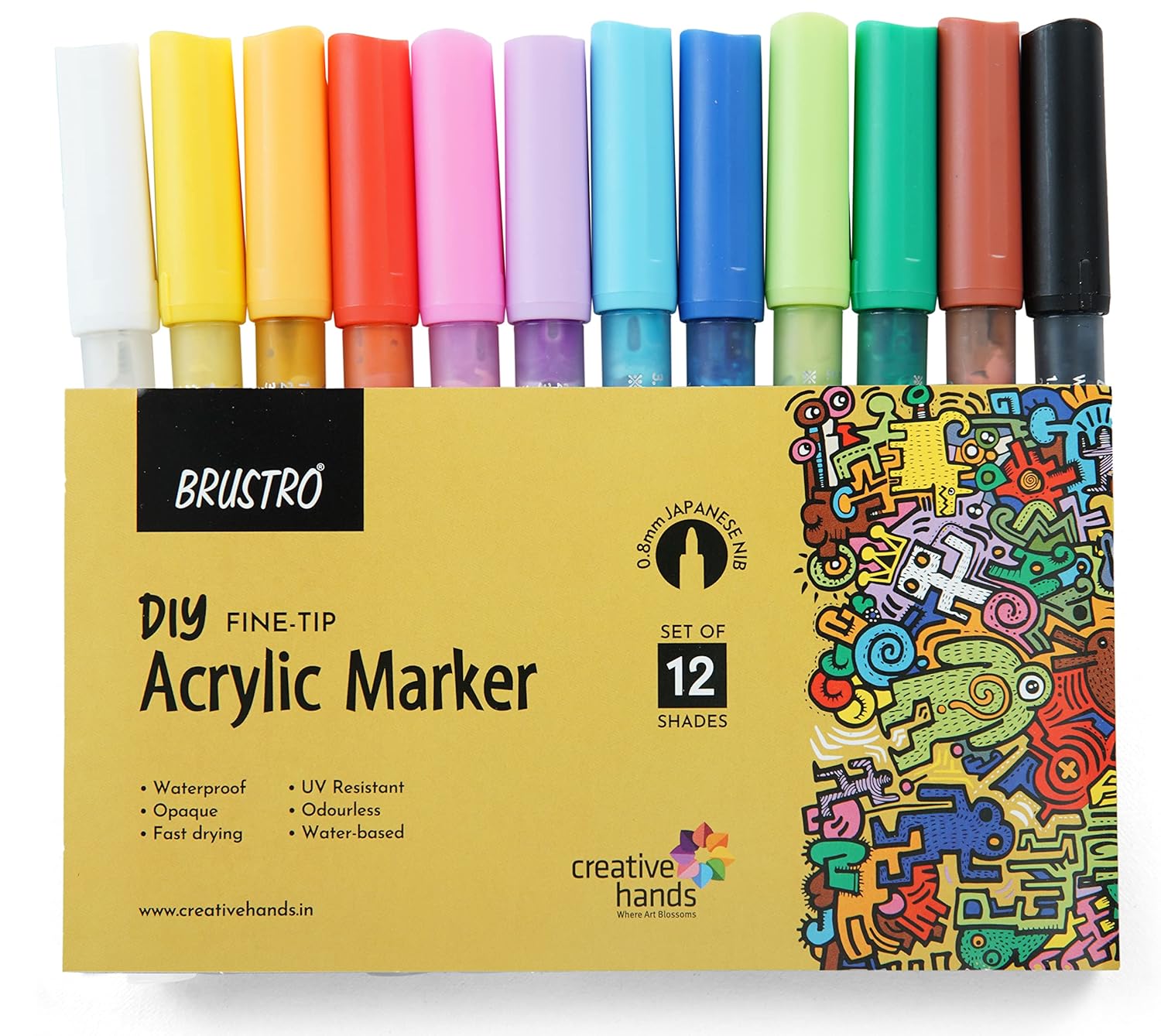 BRUSTRO DIY ACRYLIC FINE TIP MARKER SET OF-12