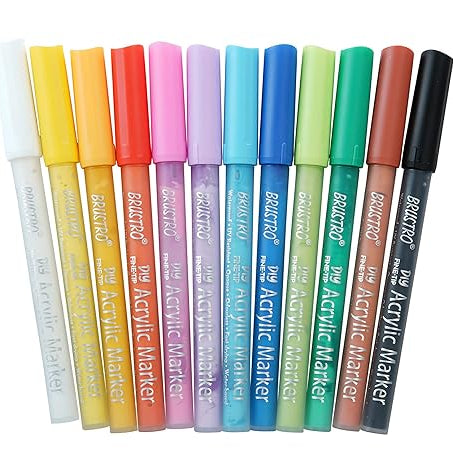 BRUSTRO DIY ACRYLIC FINE TIP MARKER SET OF-12