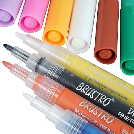 BRUSTRO DIY ACRYLIC FINE TIP MARKER SET OF-12