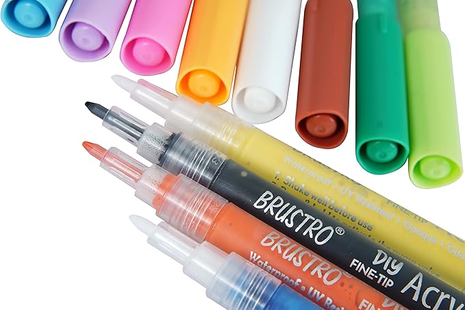 BRUSTRO DIY ACRYLIC FINE TIP MARKER SET OF-12