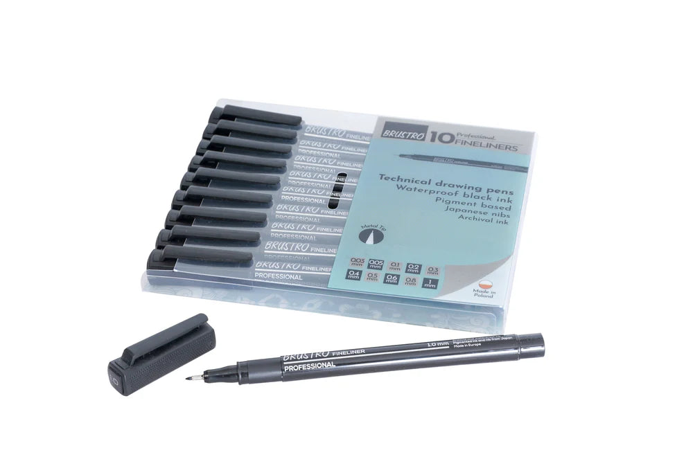 BRUSTRO PROFESSIONAL FINELINERS-SET OF 10