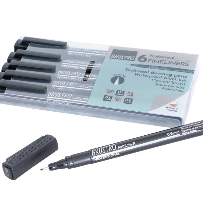 BRUSTRO PROFESSIONAL FINELINERS-SET OF 6
