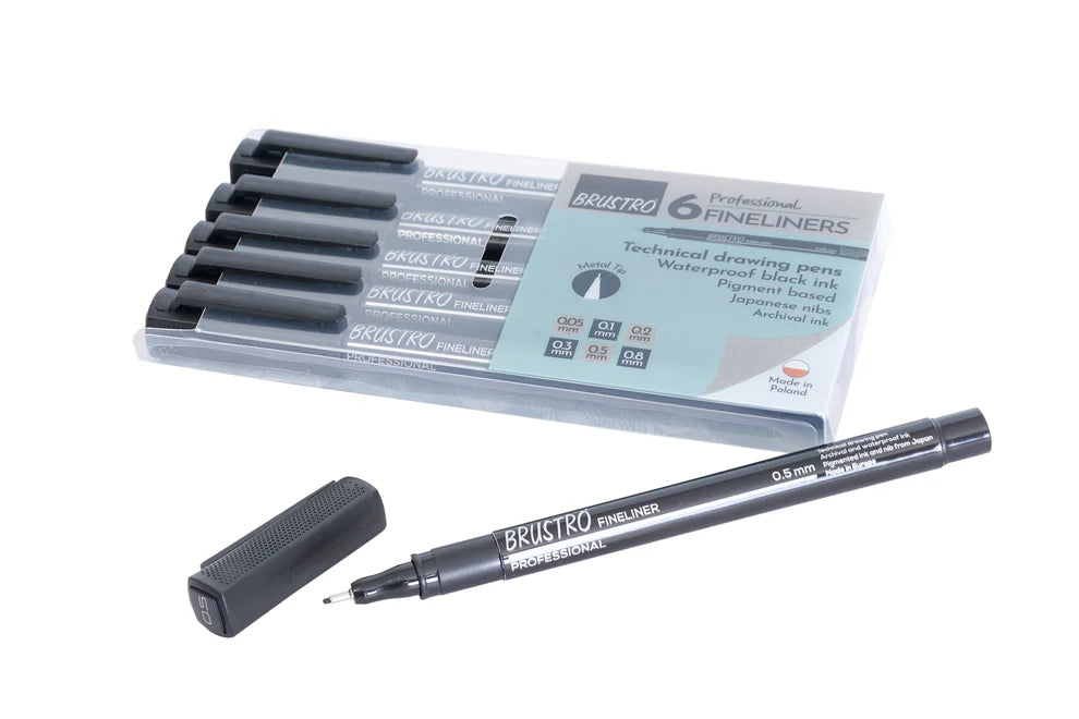 BRUSTRO PROFESSIONAL FINELINERS-SET OF 6