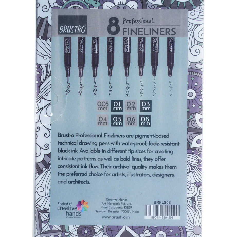 BRUSTRO PROFESSIONAL FINELINERS-SET OF 8