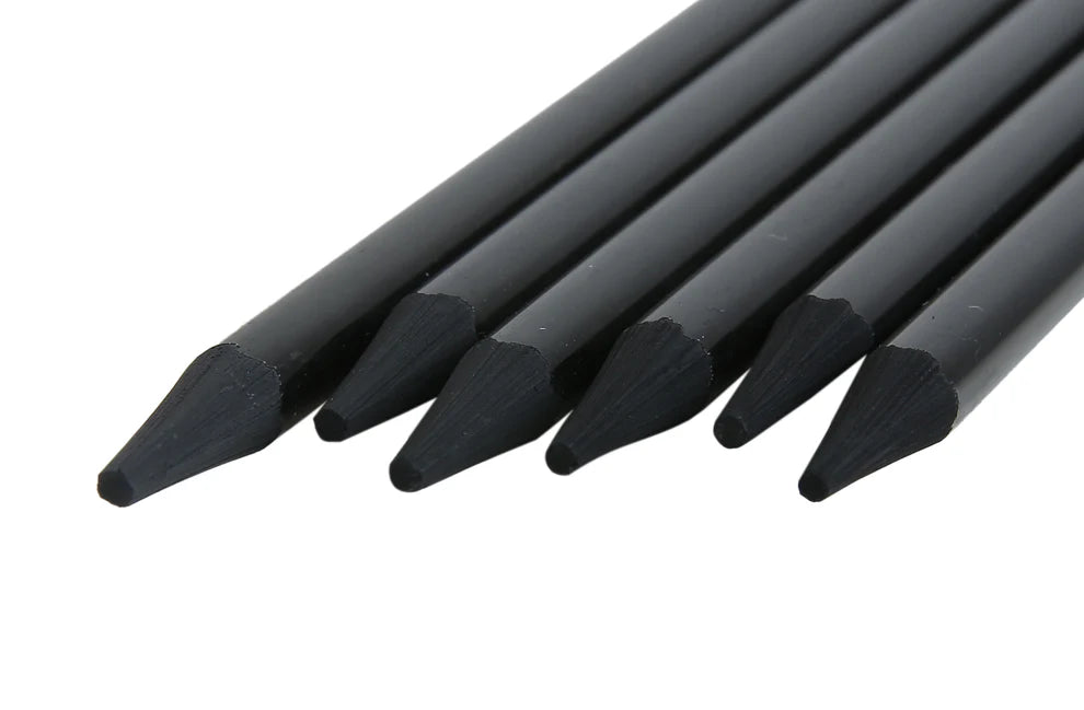 BRUSTRO WOODLESS CHARCOAL PENCILS-SET OF-6  (3 Soft, 2 Medium, 1 Hard)