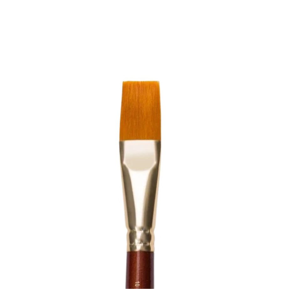 Camel Synthetic Flat Brush No. 10 — Professional Quality Brush for Acrylic, Watercolour & Oil Painting