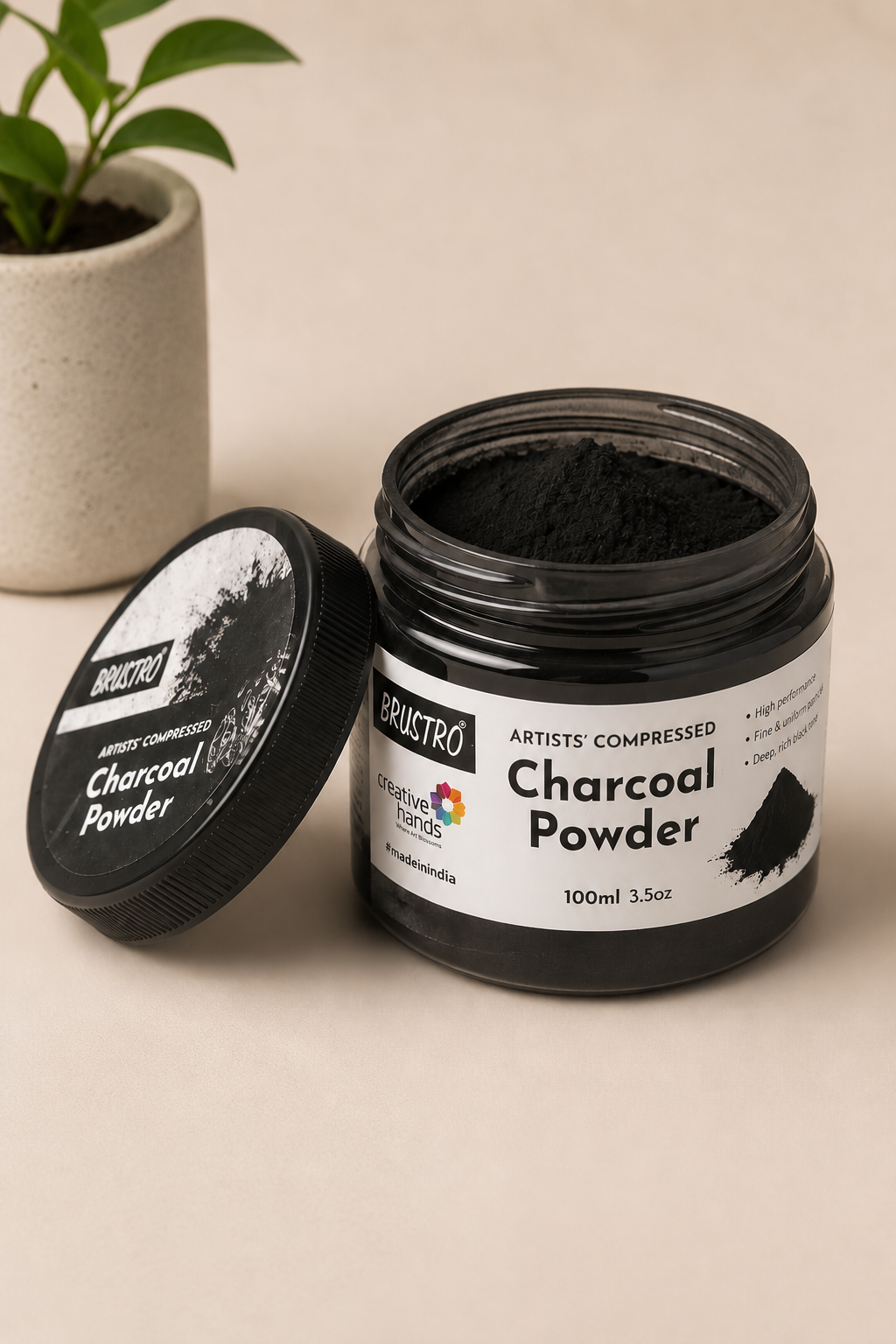 Artist quality charcoal powder by Brustro for creative drawing projects