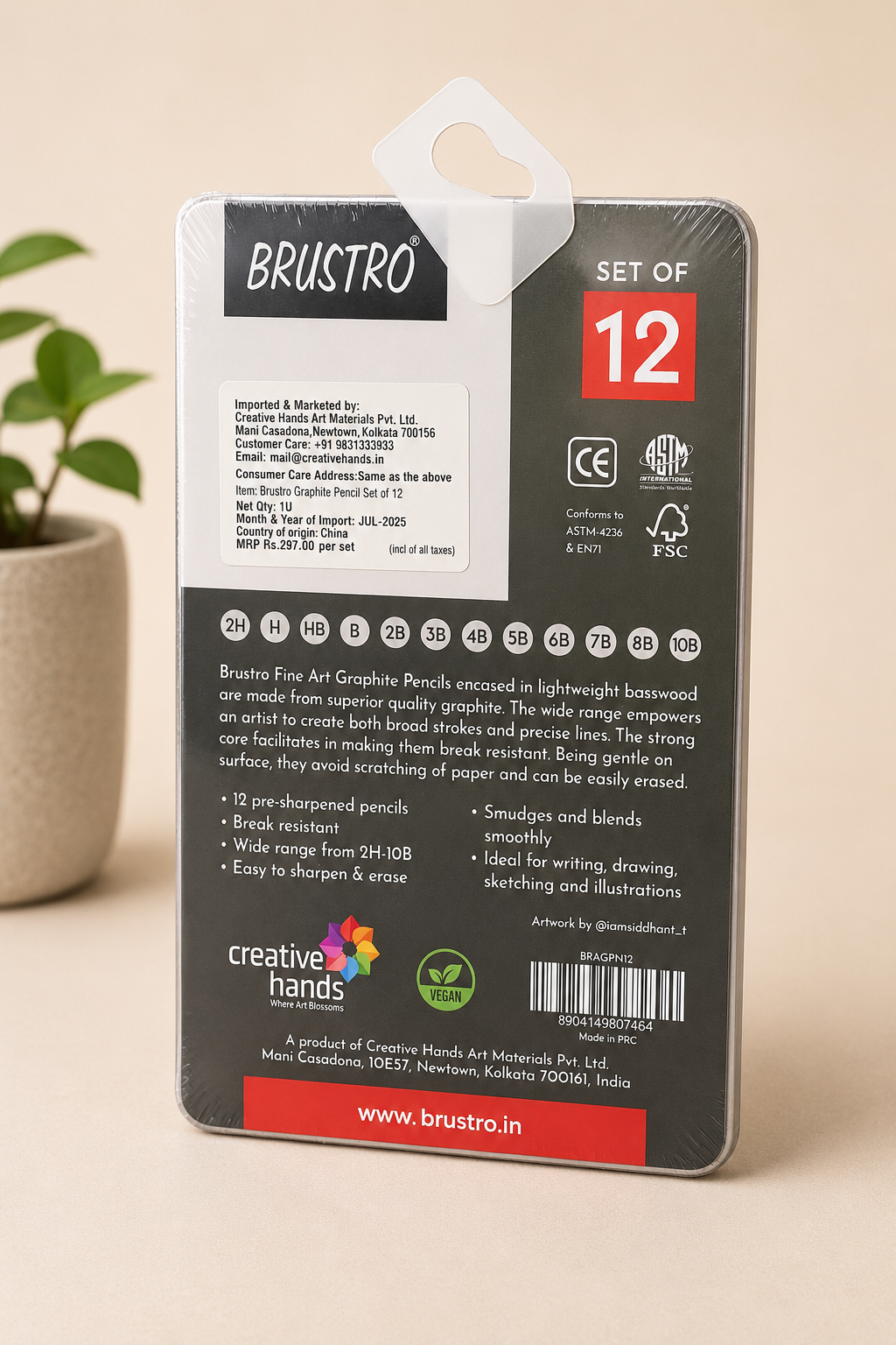 Artist quality graphite pencil set by Brustro with 12 pencils included