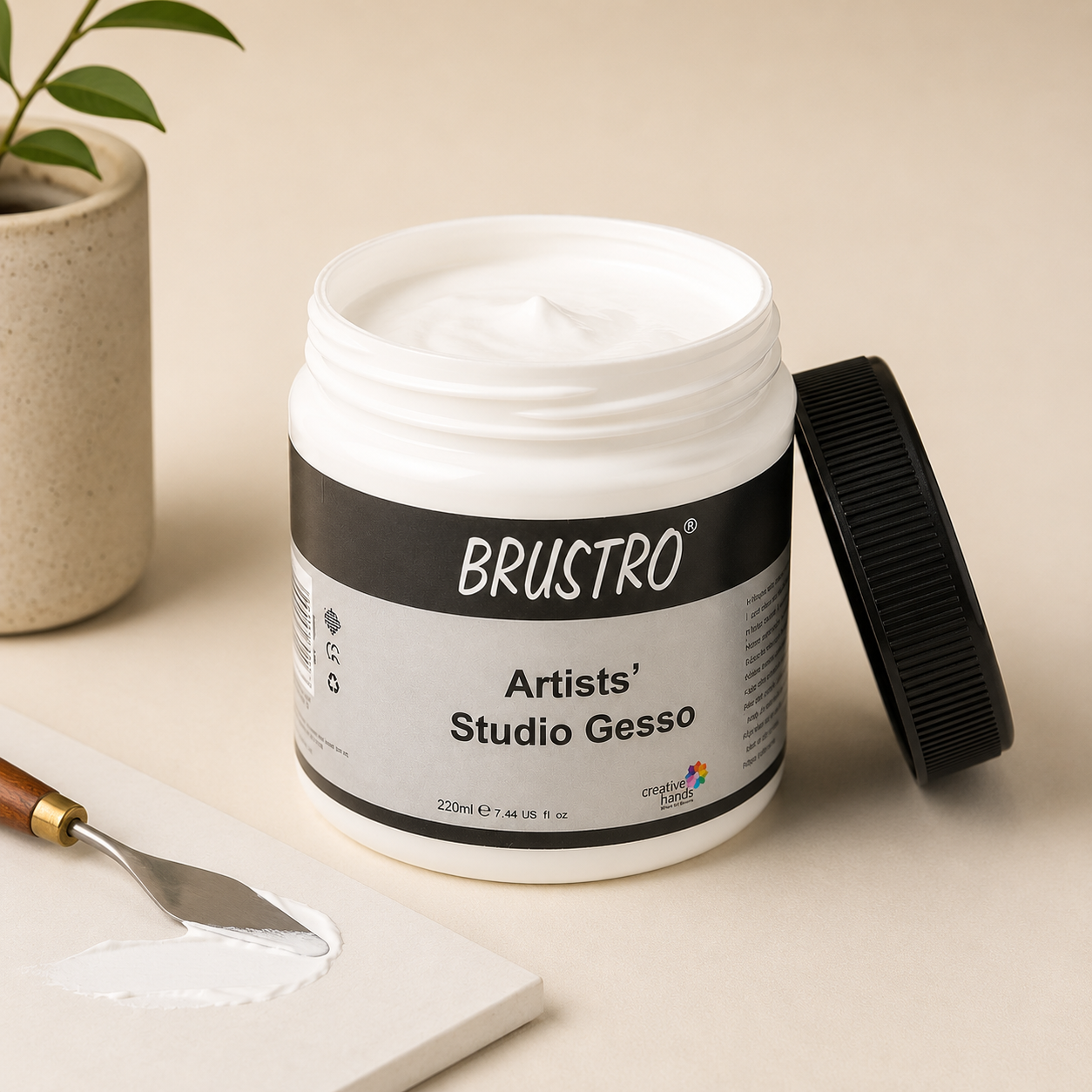 Artist quality white gesso by Brustro for painting and mixed media artwork