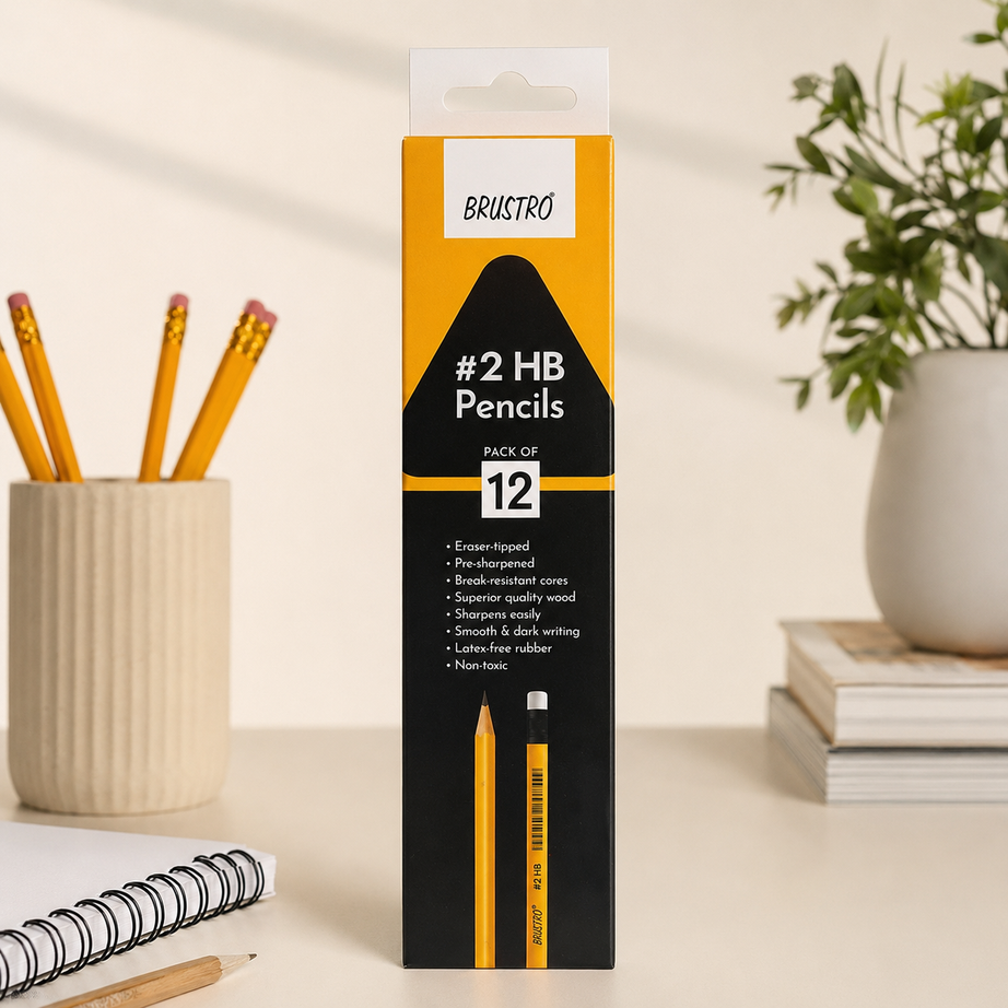 Brustro 2HB pencils pack of 12 for sketching writing and drawing