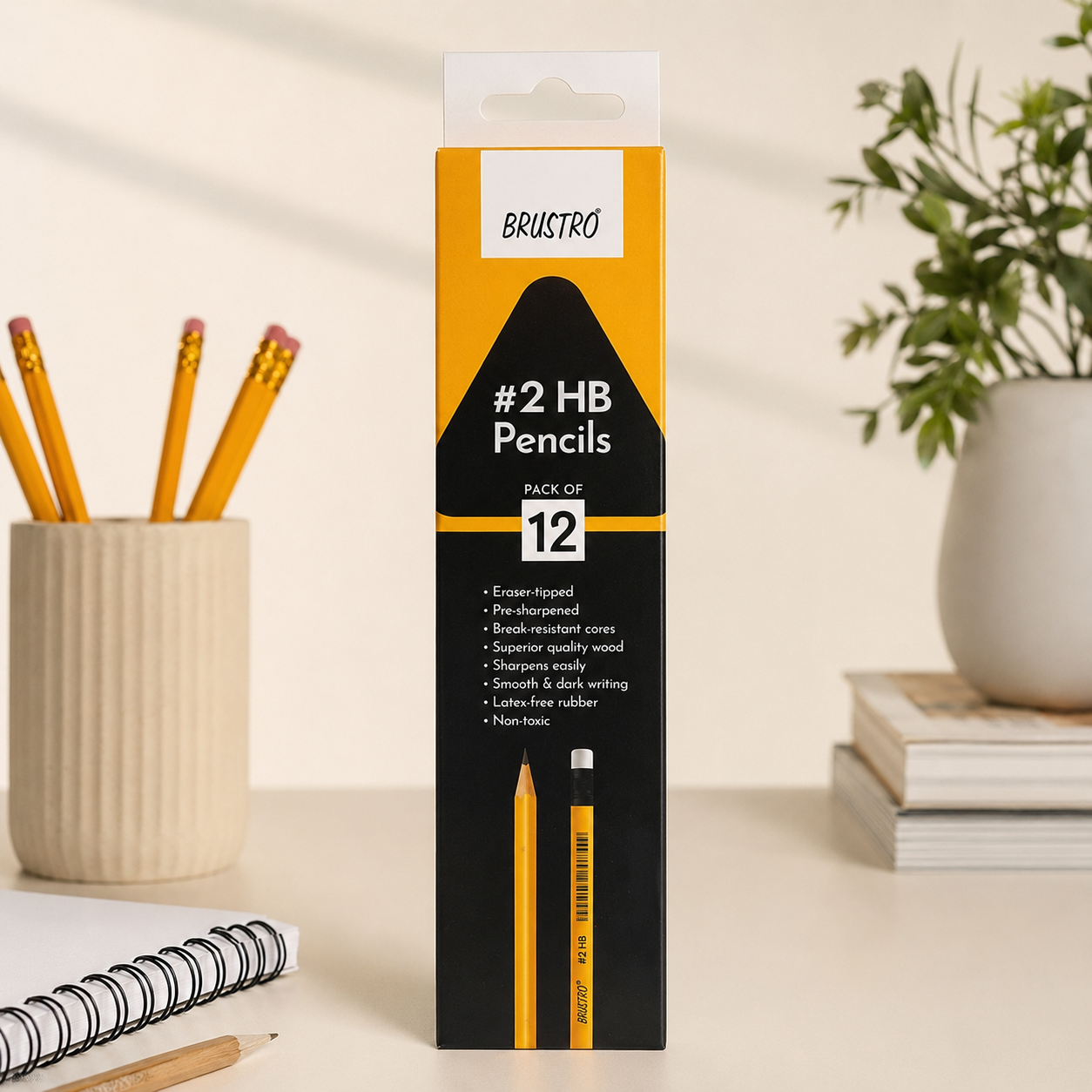 Brustro 2HB pencils pack of 12 for sketching writing and drawing