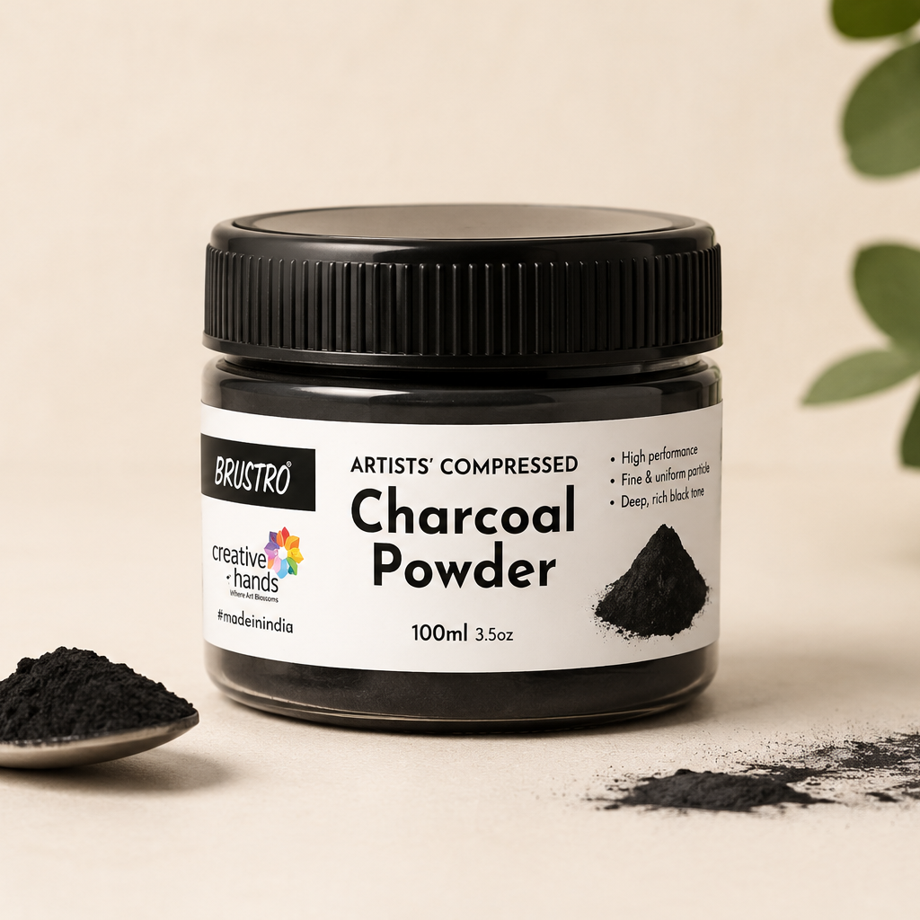 Brustro compressed charcoal powder 100ml for sketching shading and fine art