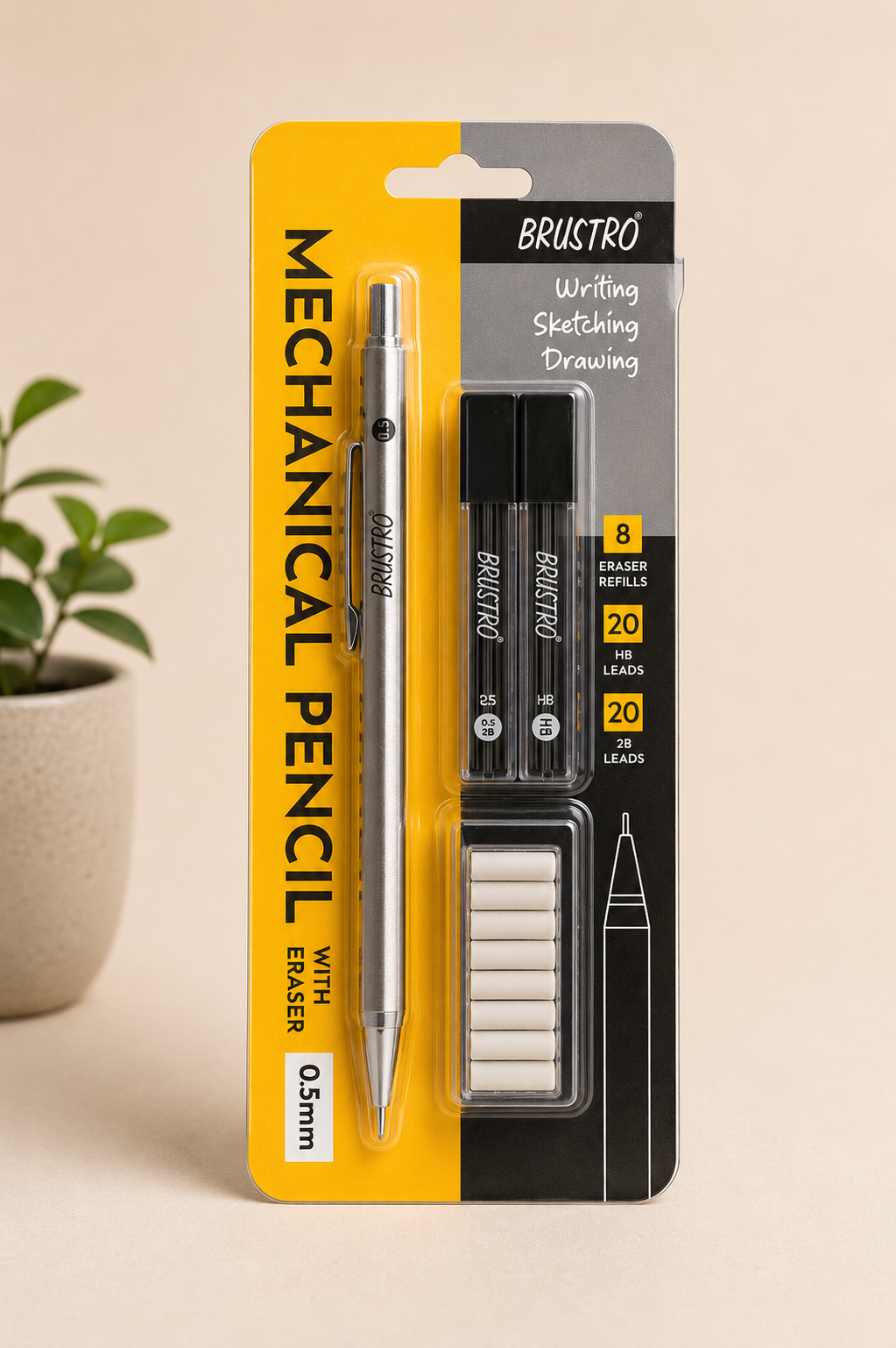 Brustro mechanical pencil with eraser 0.5mm for sketching drawing and writing