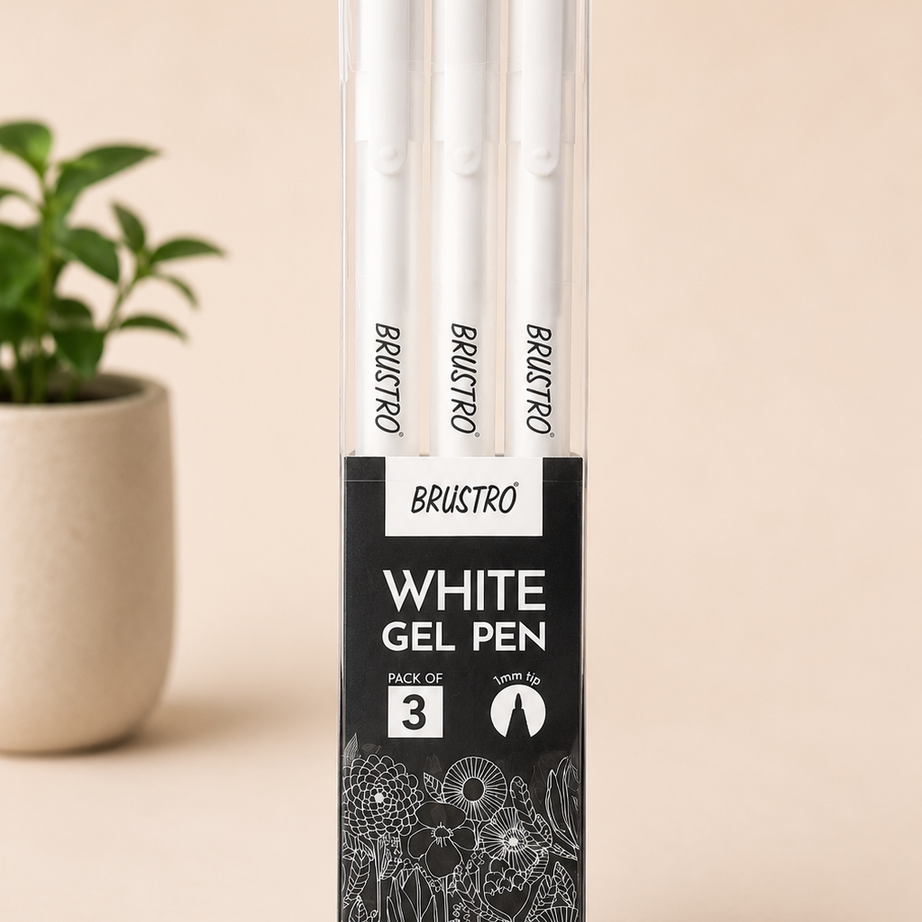 Brustro white gel pen 3 piece set for drawing highlights and illustration