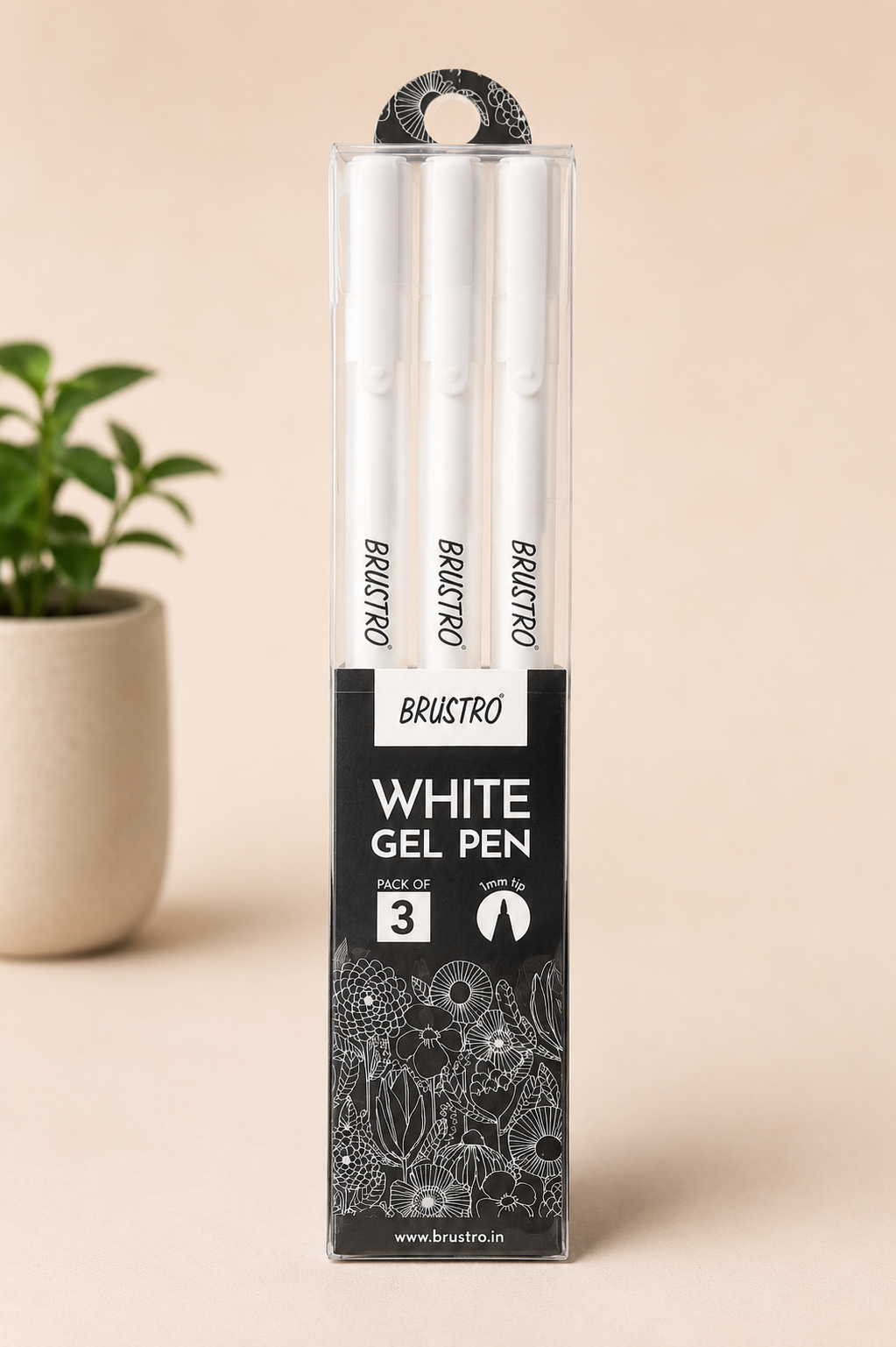 Brustro white gel pen 3 piece set for drawing highlights and illustration