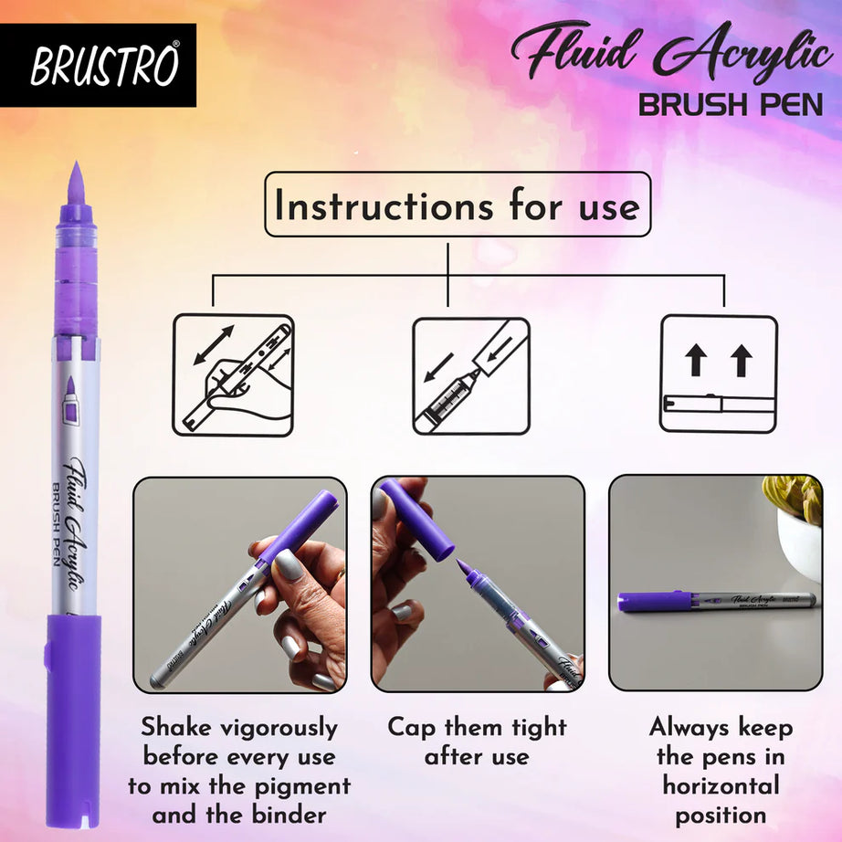 Brustro flexible tip acrylic markers set