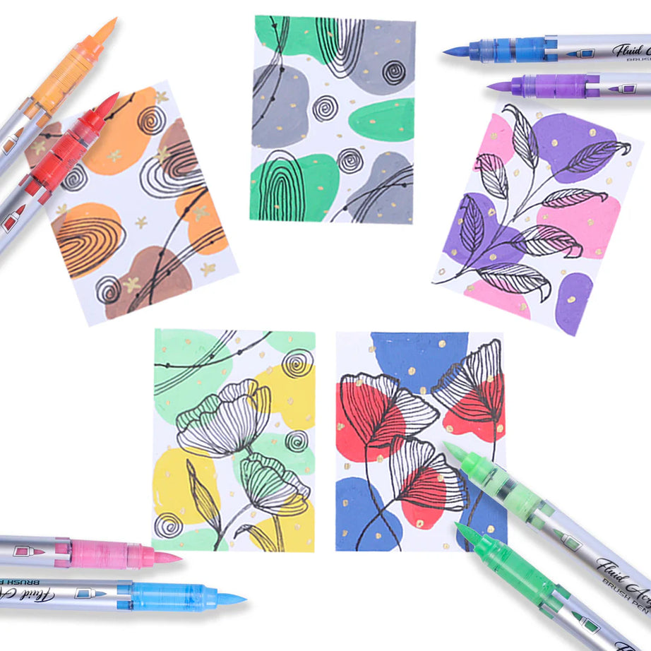 Brustro flexible tip acrylic markers set