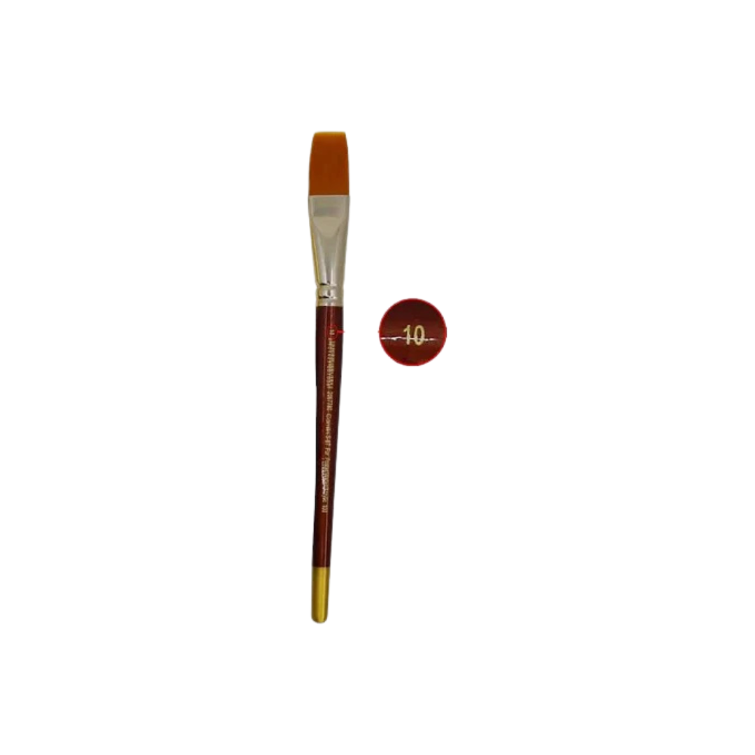 Camel Synthetic Flat Brush No. 10 — Professional Quality Brush for Acrylic, Watercolour & Oil Painting