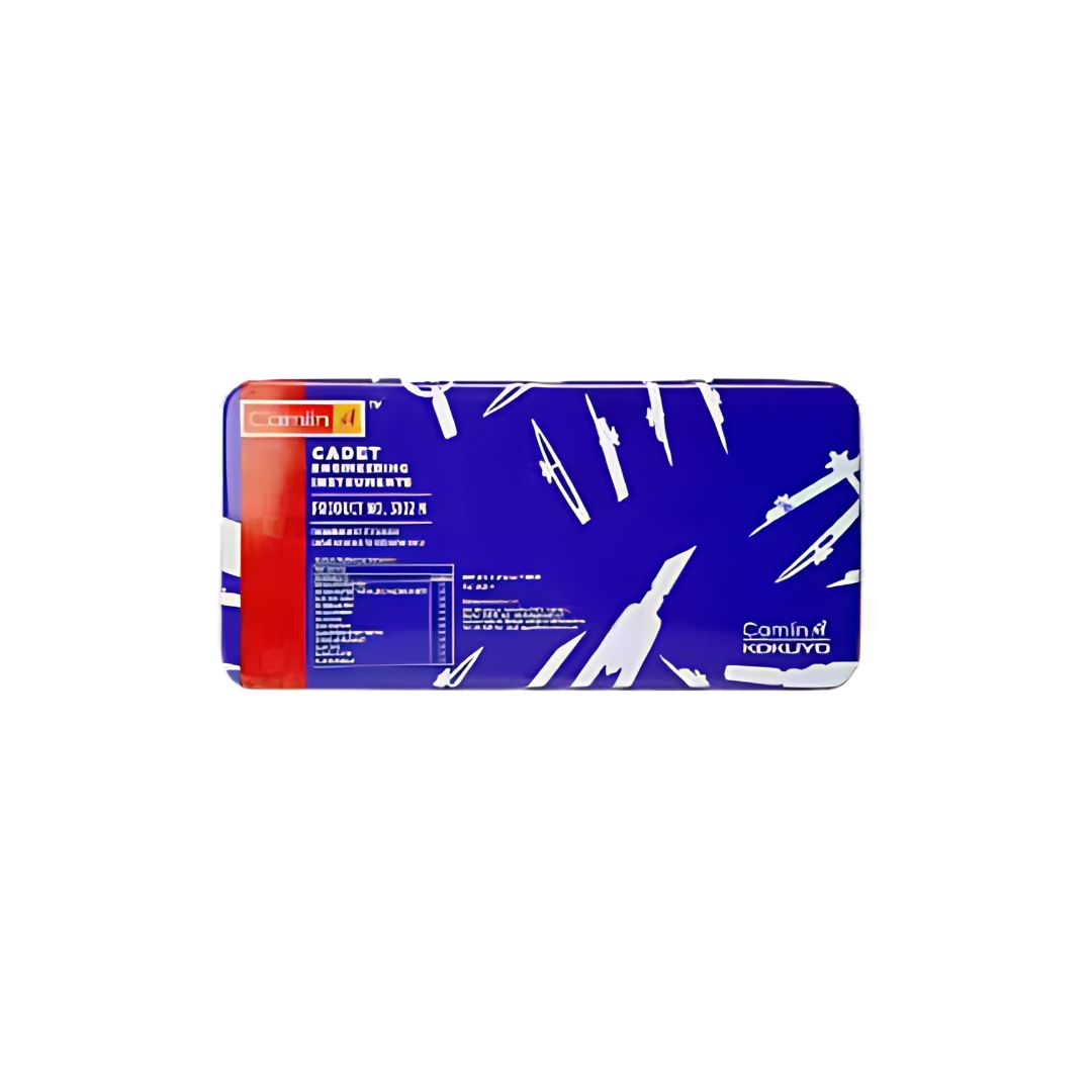 Blue and red packaging with white graphics on a white background