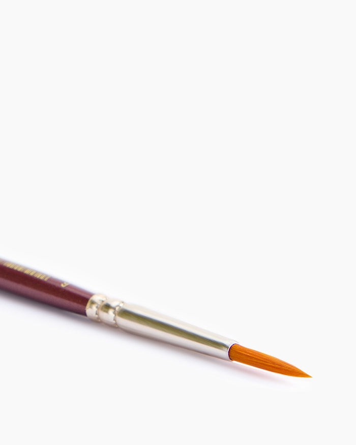 Close-up of Camel Synthetic Round Brush No. 6 pointed tip for fine lines and detail work