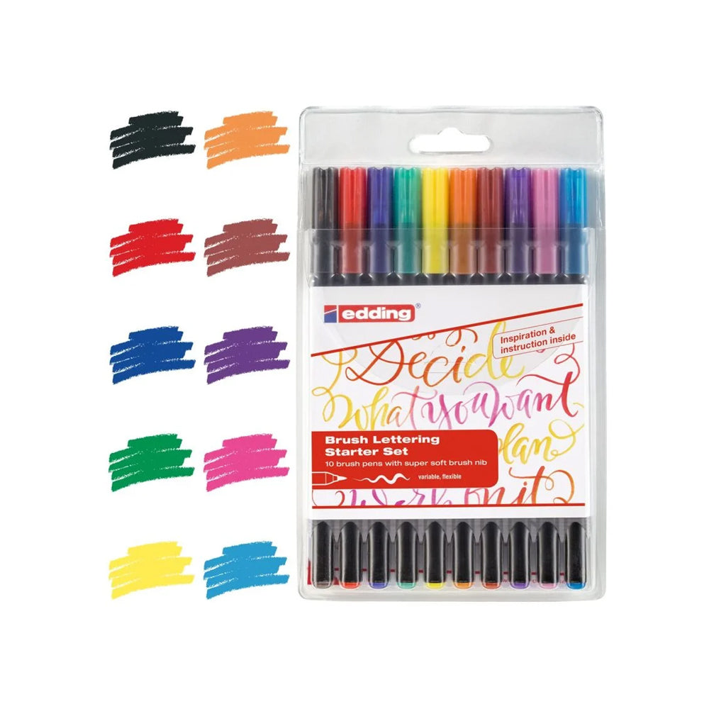 Edding 1340 Fibre Tip Brush Pen-Wallet of 10