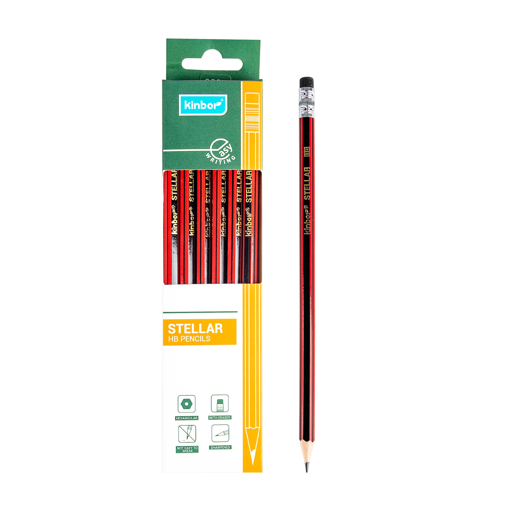 Kinbor Stellar HB Pencils | Premium Graphite Writing Pencils with Erasers