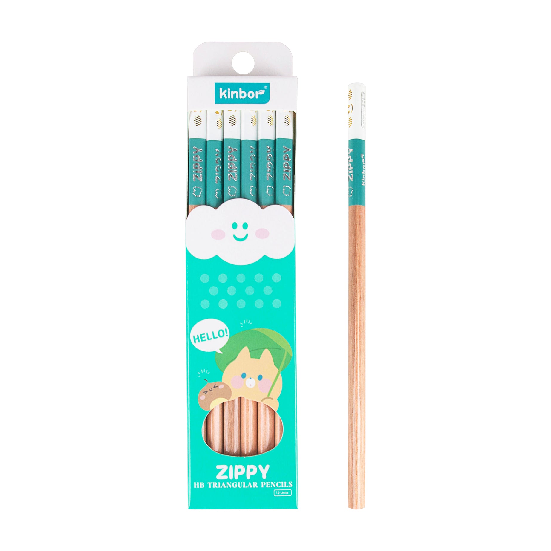 Kinbor Zippy HB Triangular Pencils – 12 Pack Pre-Sharpened
