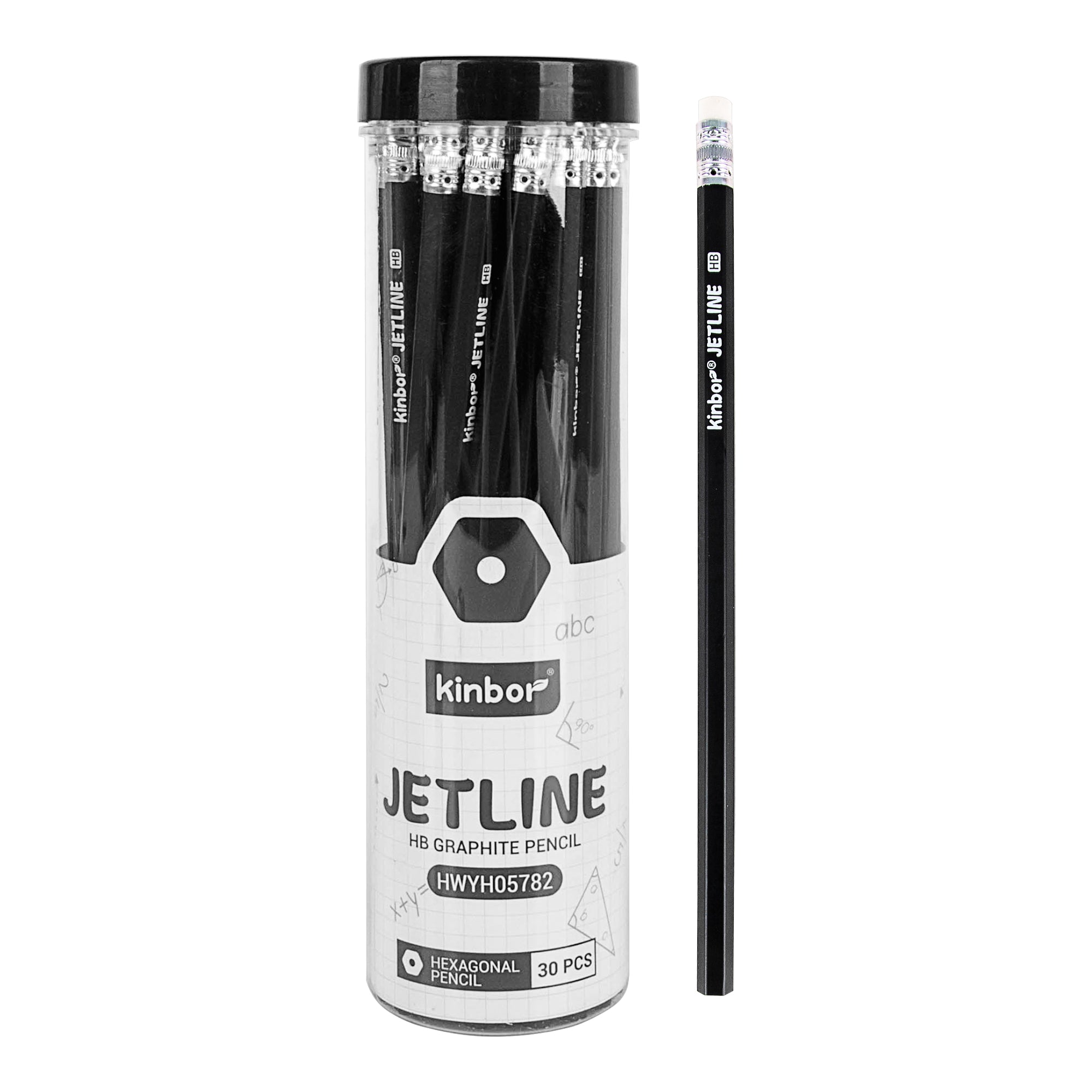 Kinbor Jetline graphite pencils in a tube on a white background