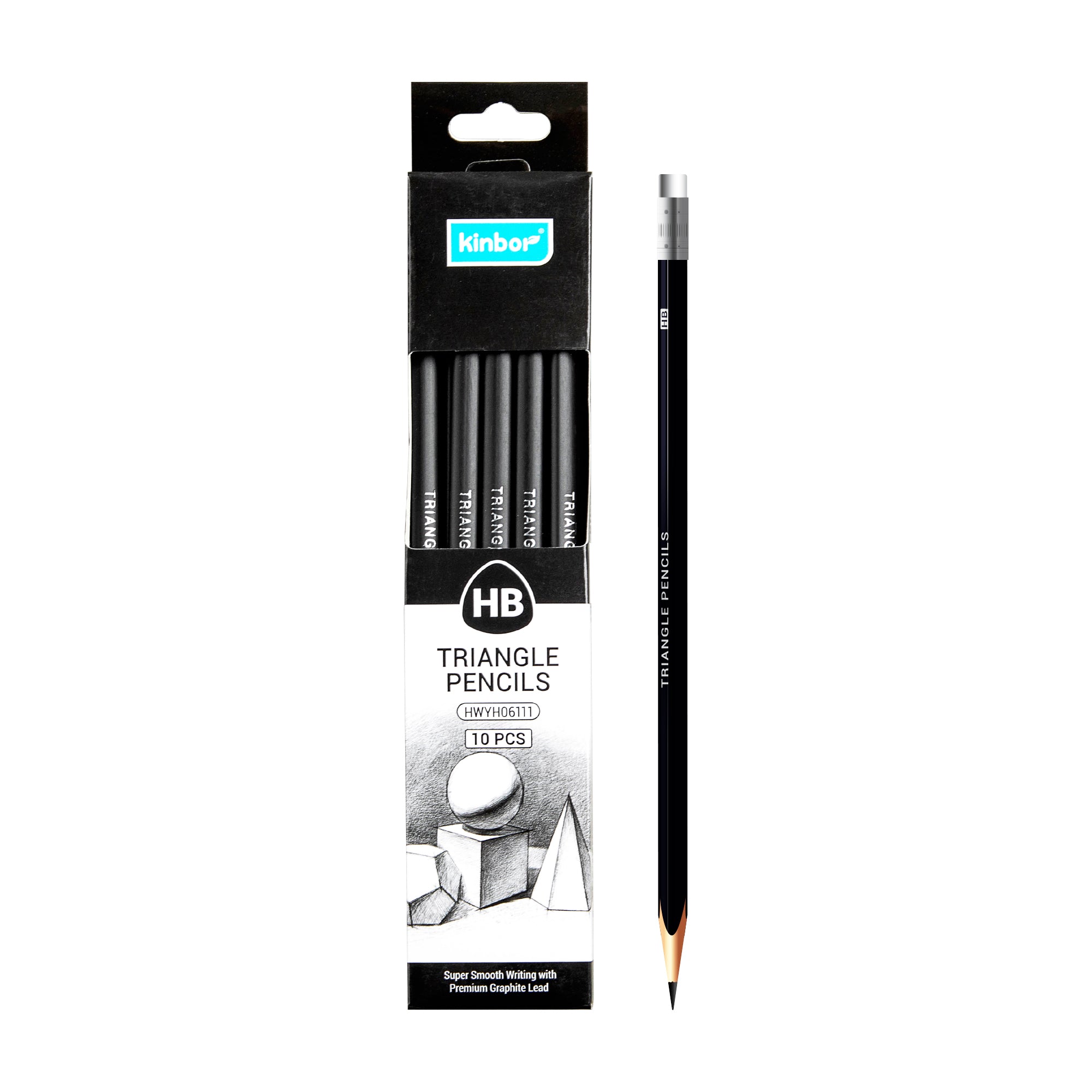 Kinbor Triangle HB Pencils – 12 Pack | Pre-Sharpened Graphite Writing ...