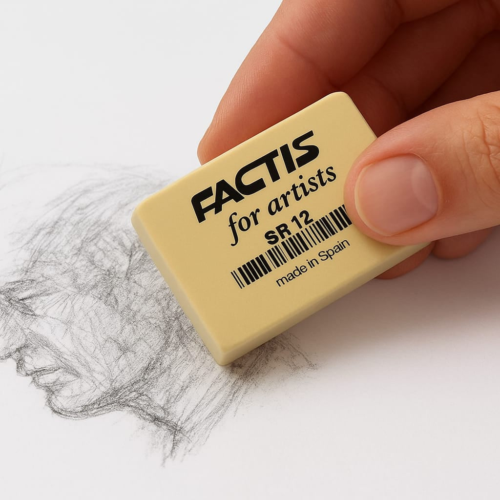 soft, non-abrasive eraser removes or blends 2B and softer pencil marks with gentle shavings.