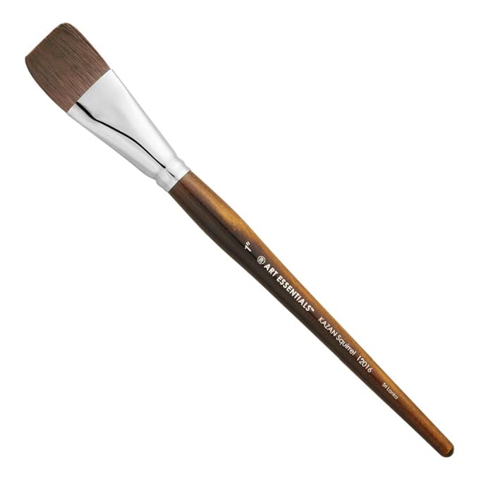 KAZAN Flat Wash Brush – 1" Wide Brush for Watercolour & Gouache