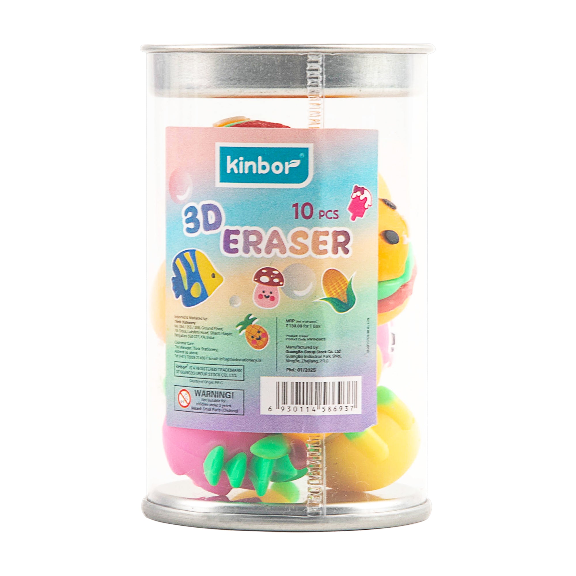 Kinbor 3D Erasers – 10 Pcs Fun Kids Stationery