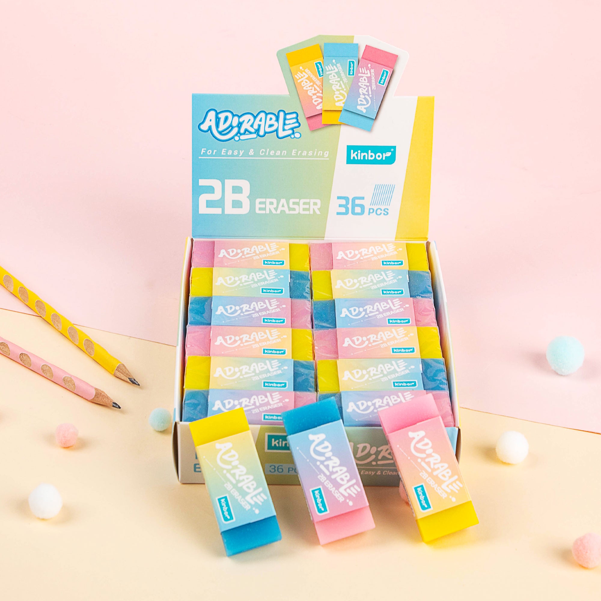 Kinbor Adorable 2B Eraser for School, Office & Art