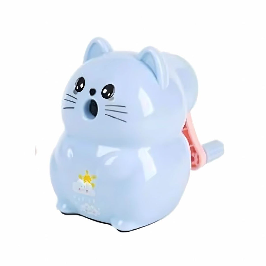 Blue cat-shaped pencil sharpener 