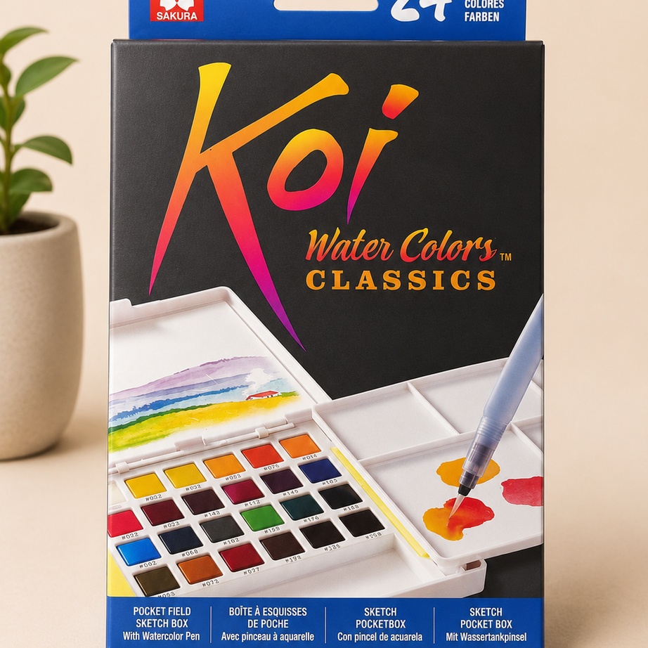 Koi water colours classics 24 colour paint set for artists and beginners