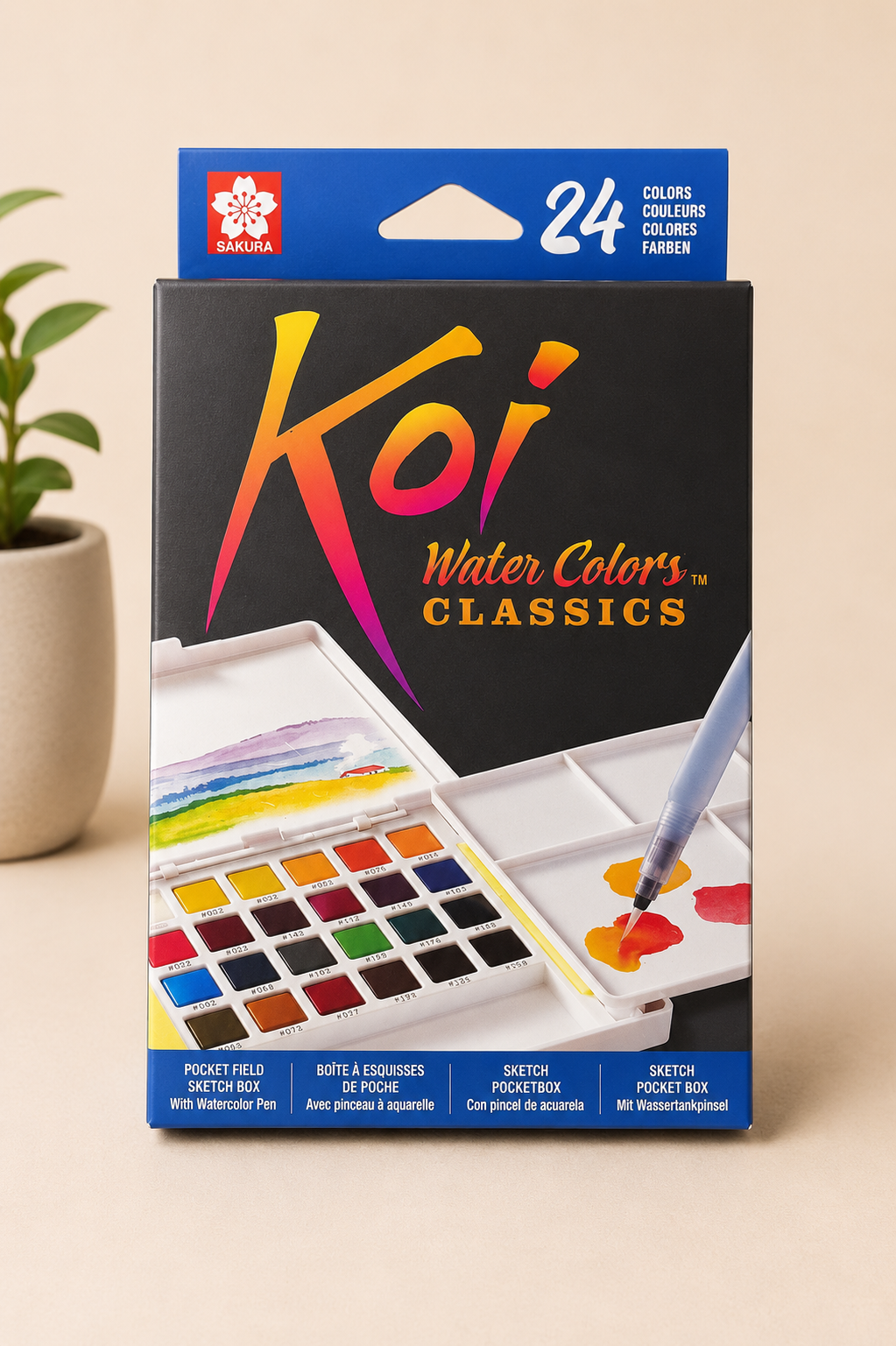 Koi water colours classics 24 colour paint set for artists and beginners
