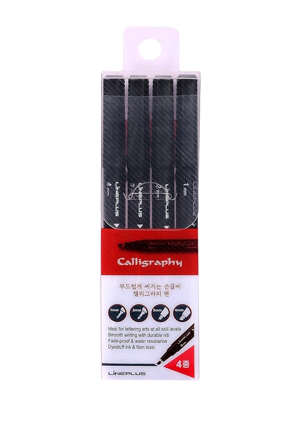 LINEPLUS CALLIGRAPHY PEN BLACK SET OF-4