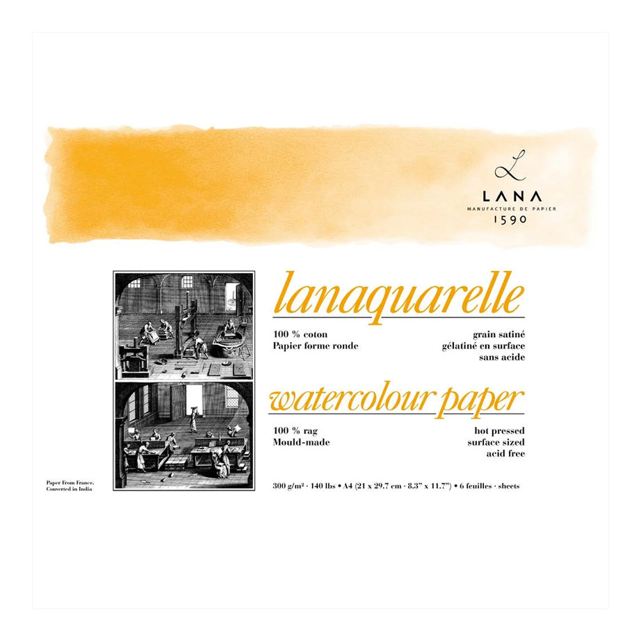 Lana Lanaquarelle HP 300GSM Polypack A4 -6Sheets