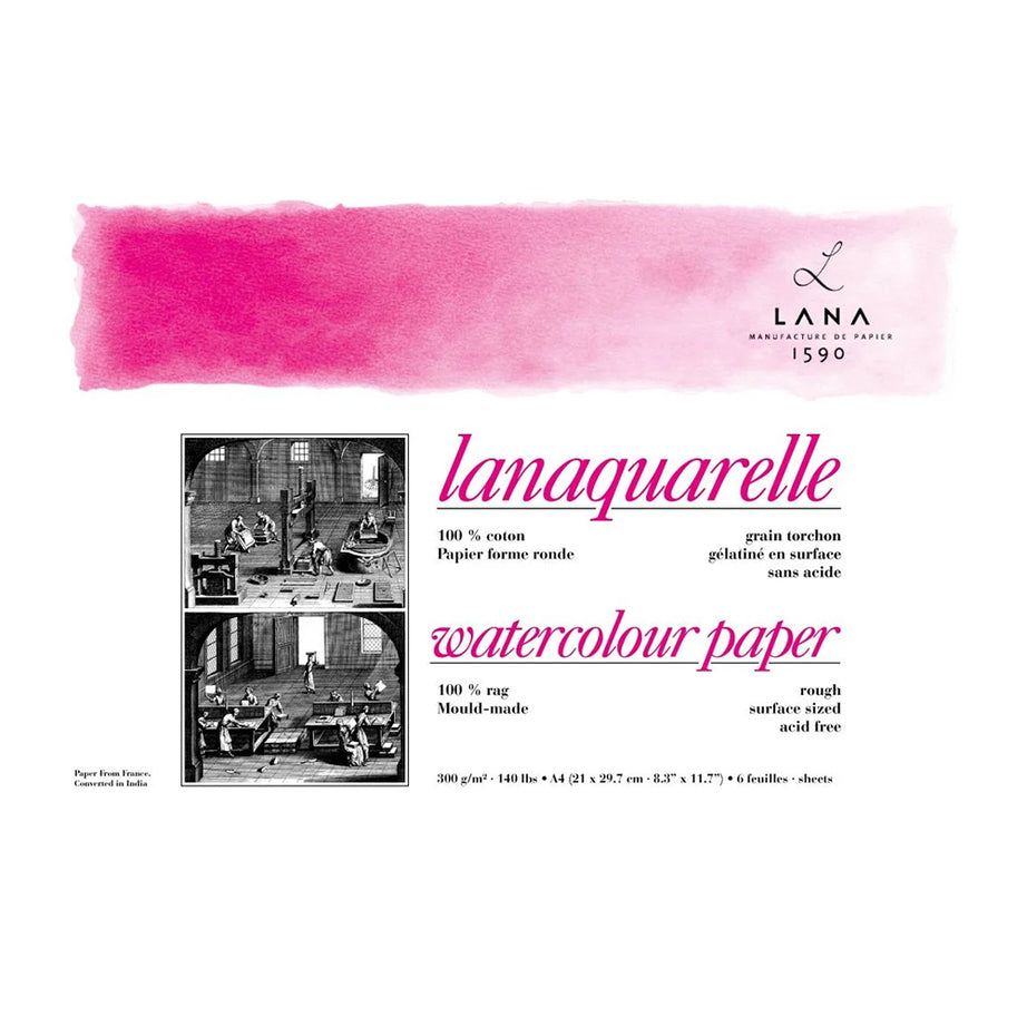 Lana Lanaquarelle RG 300GSM Polypack A4-6 Sheets