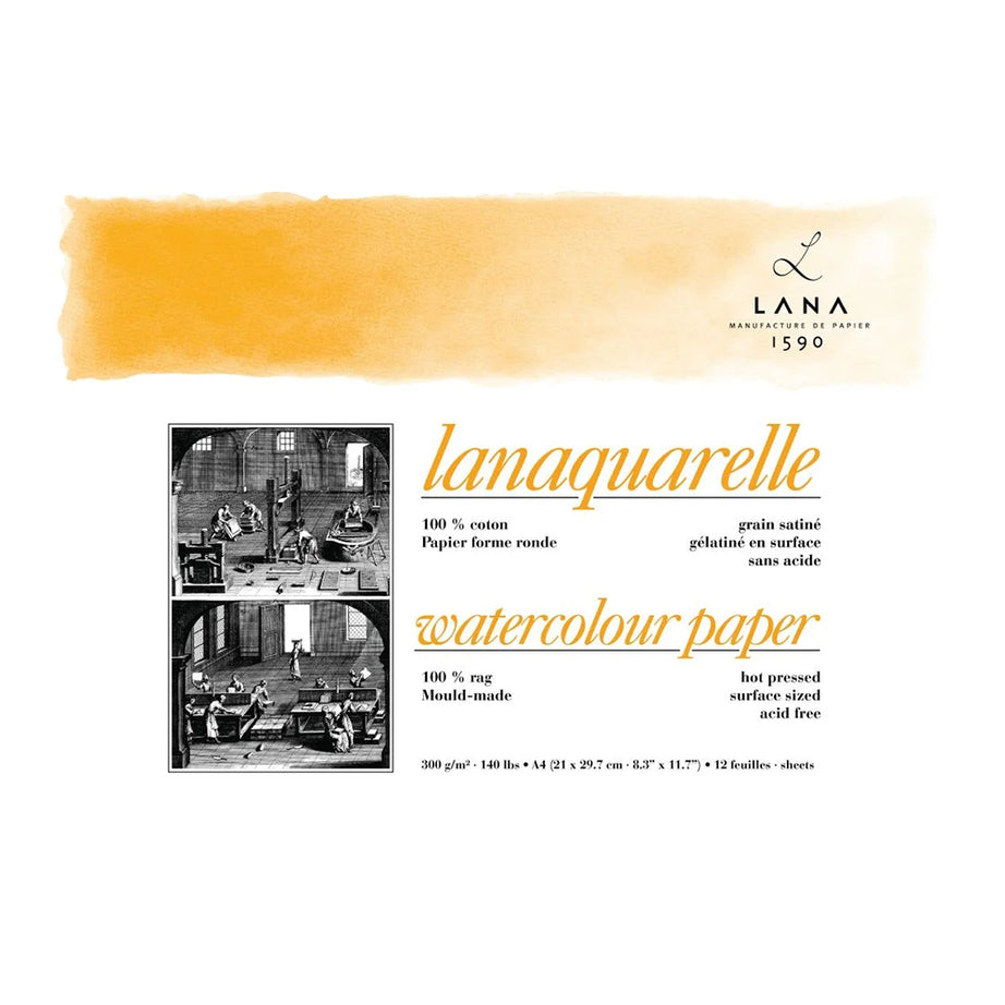 Lana Lanaquarelle HP 300GSM Pad-12 Sheets