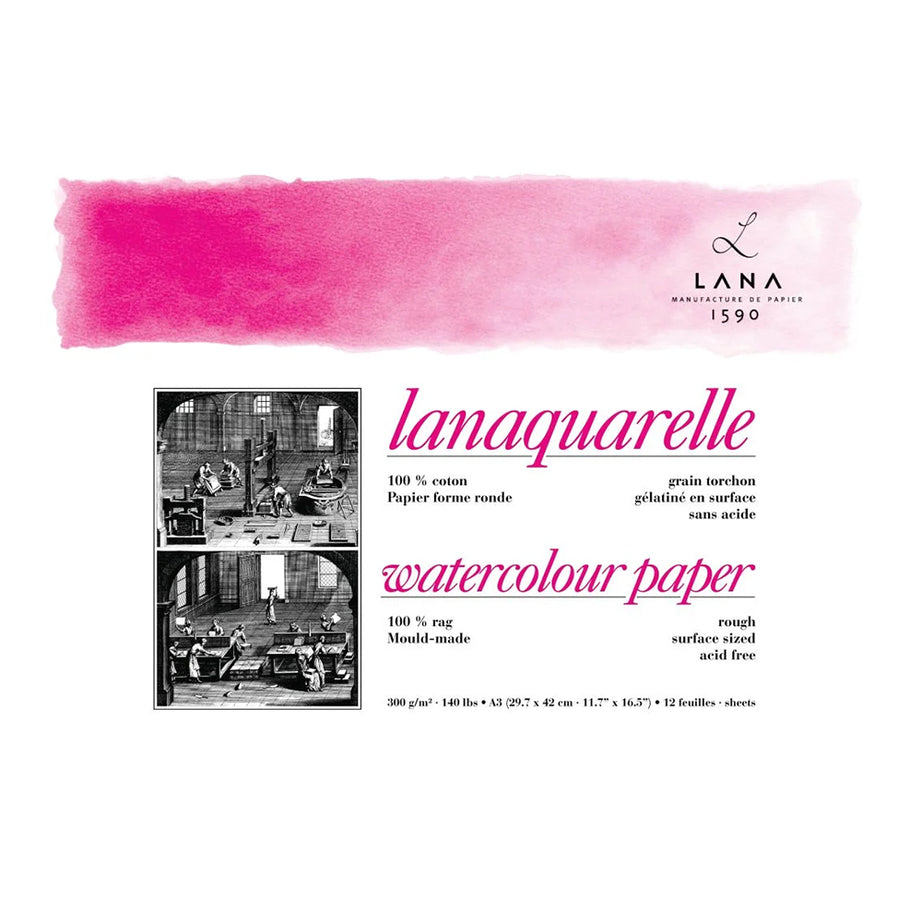 Lana Lanaquarelle RG 300gsm Pad -12 Sheets