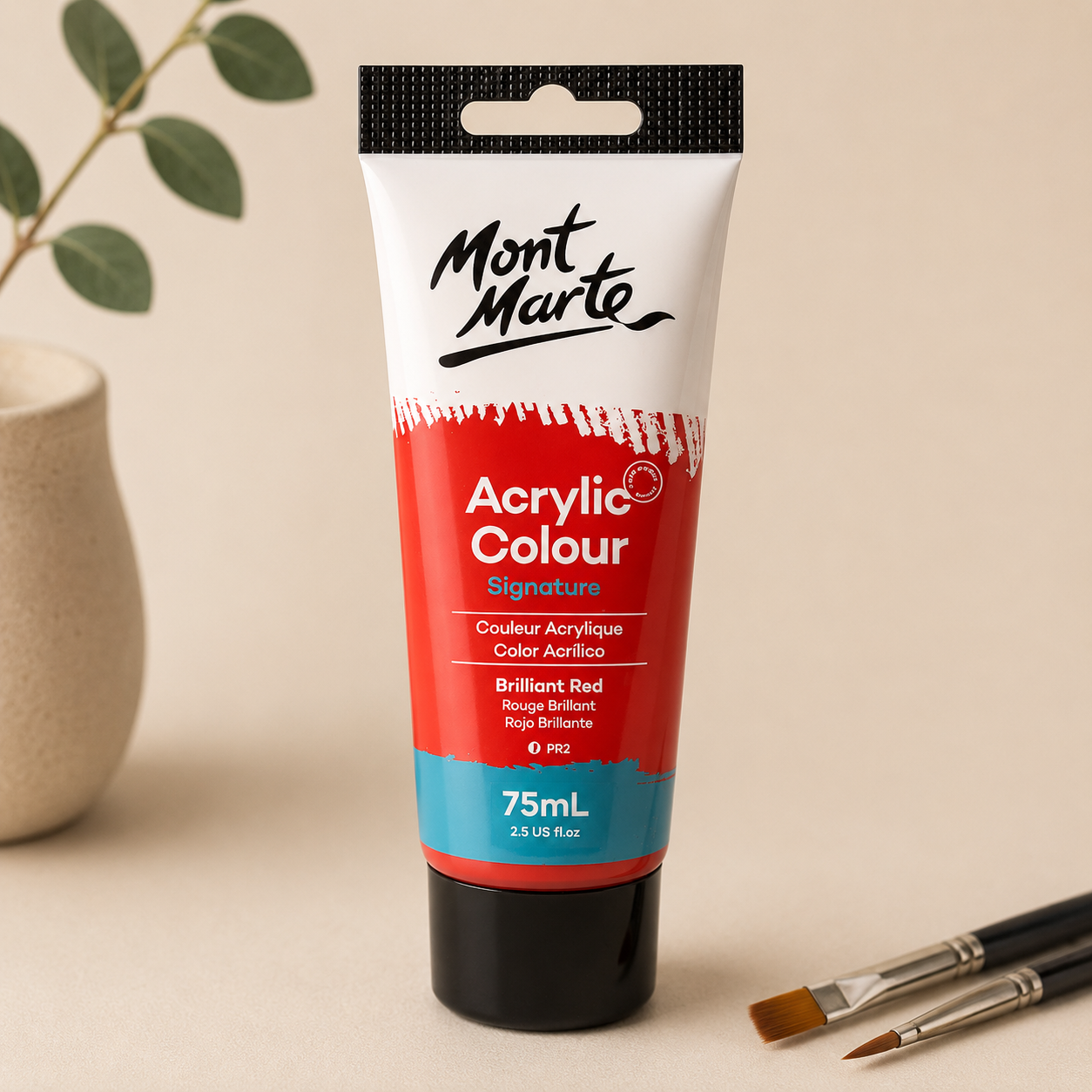 MONT MARTE Acrylic Colour Brilliant Red 75ML acrylic paint for canvas art and craft projects
