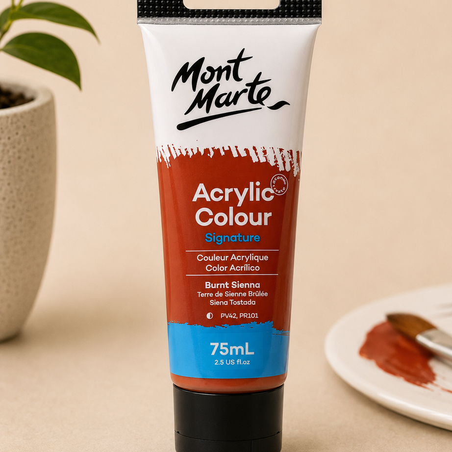 MONT MARTE acrylic colour Burnt Sienna 75ML paint for canvas art, craft projects, and painting