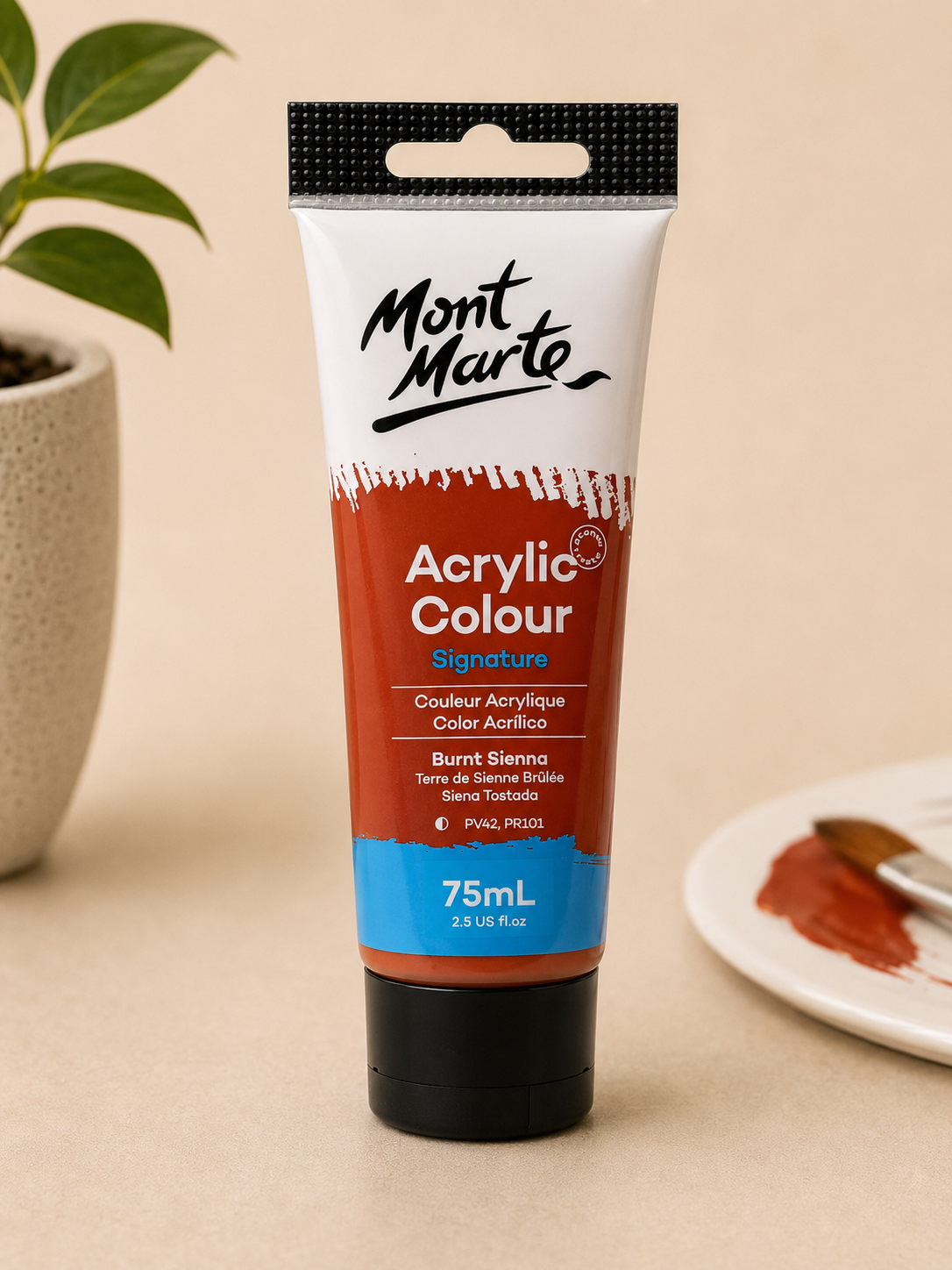 MONT MARTE acrylic colour Burnt Sienna 75ML paint for canvas art, craft projects, and painting
