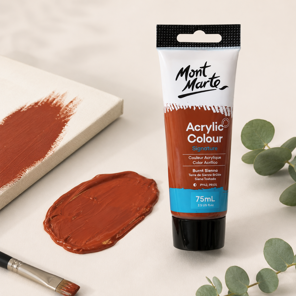 MONT MARTE acrylic colour Burnt Sienna 75ML paint for canvas art, craft projects, and painting