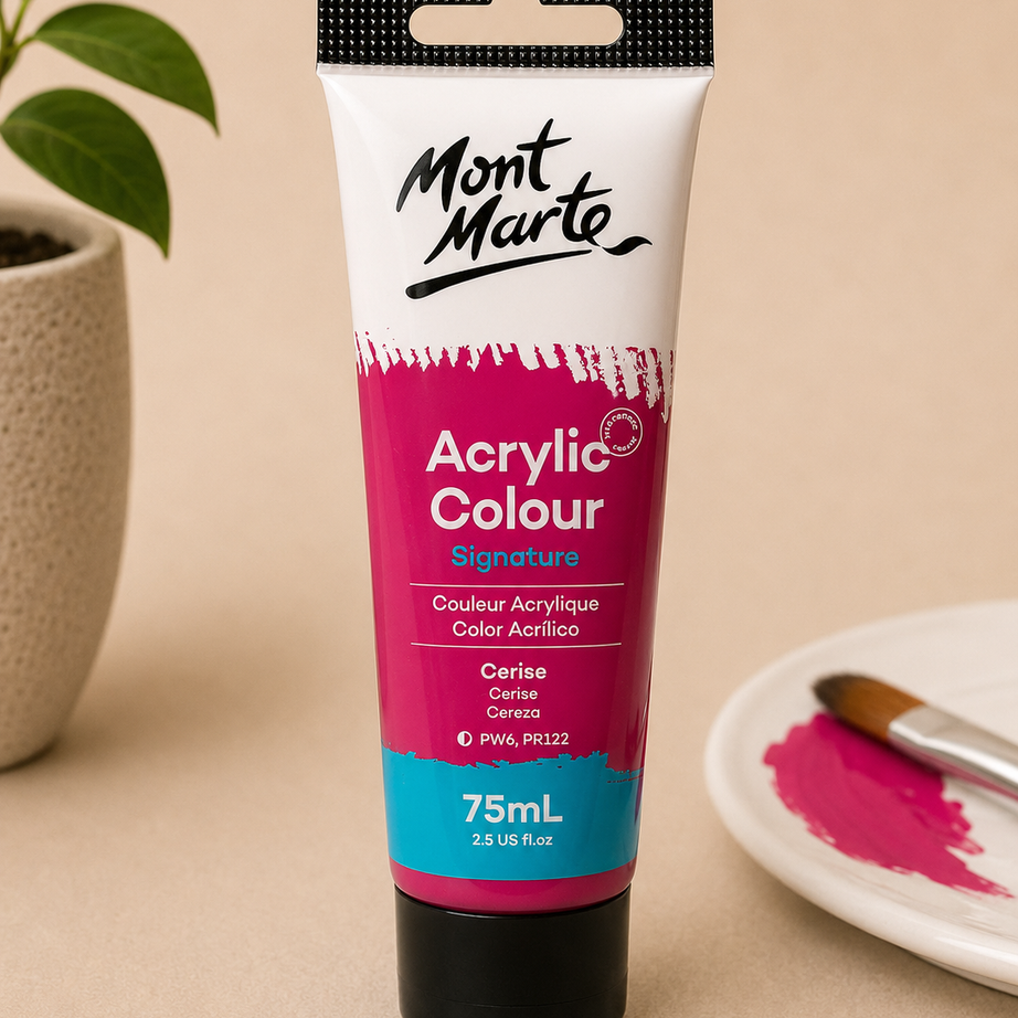 MONT MARTE Acrylic Colour Cerise 75ML acrylic paint for canvas art, craft projects, and creative painting