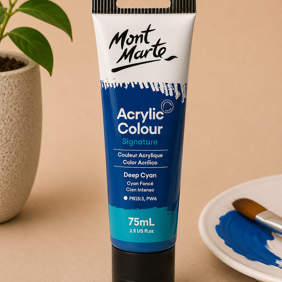 MONT MARTE Acrylic Colour Deep Cyan Blue 75ML acrylic paint for canvas art and craft projects